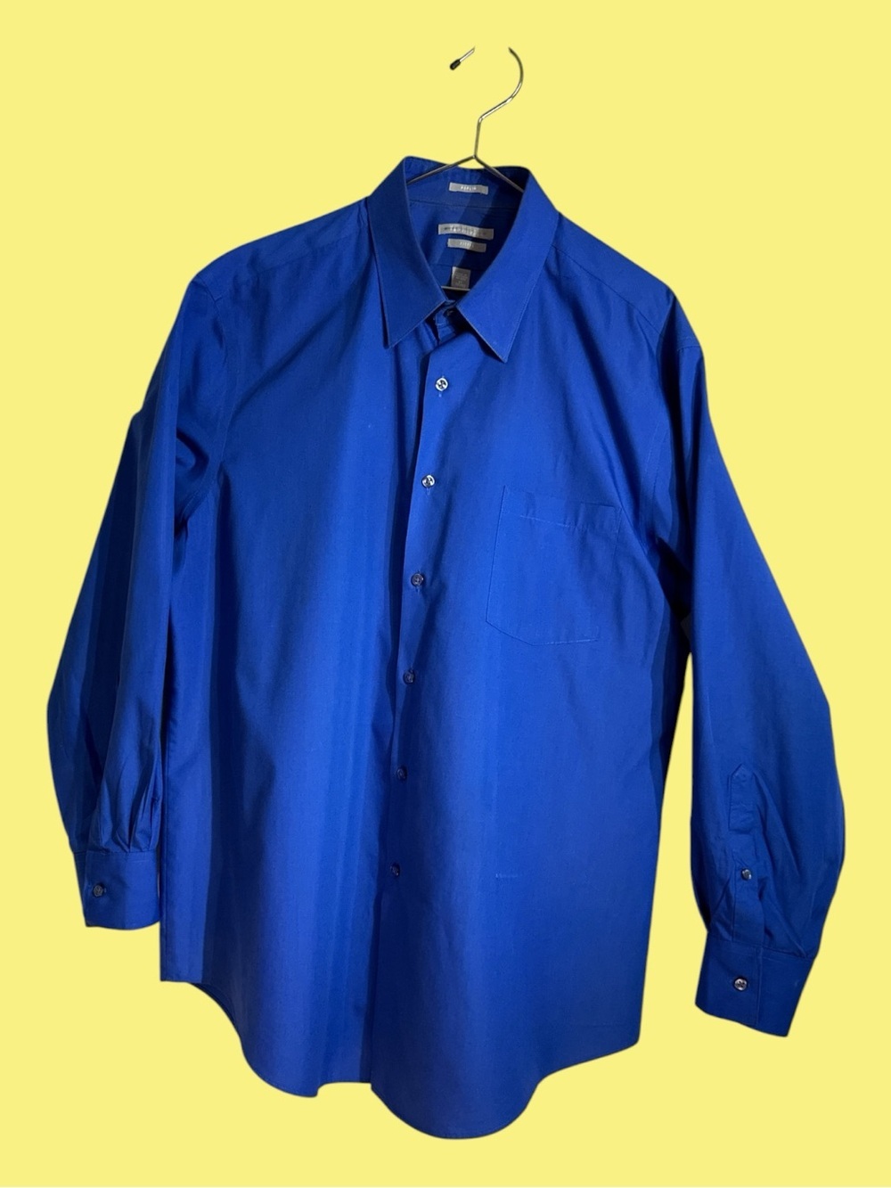 Van Heusen Poplin Fitted Electric Blue Long Sleeve Dress Shirt 17” Neck 32/33 - Picture 1 of 7